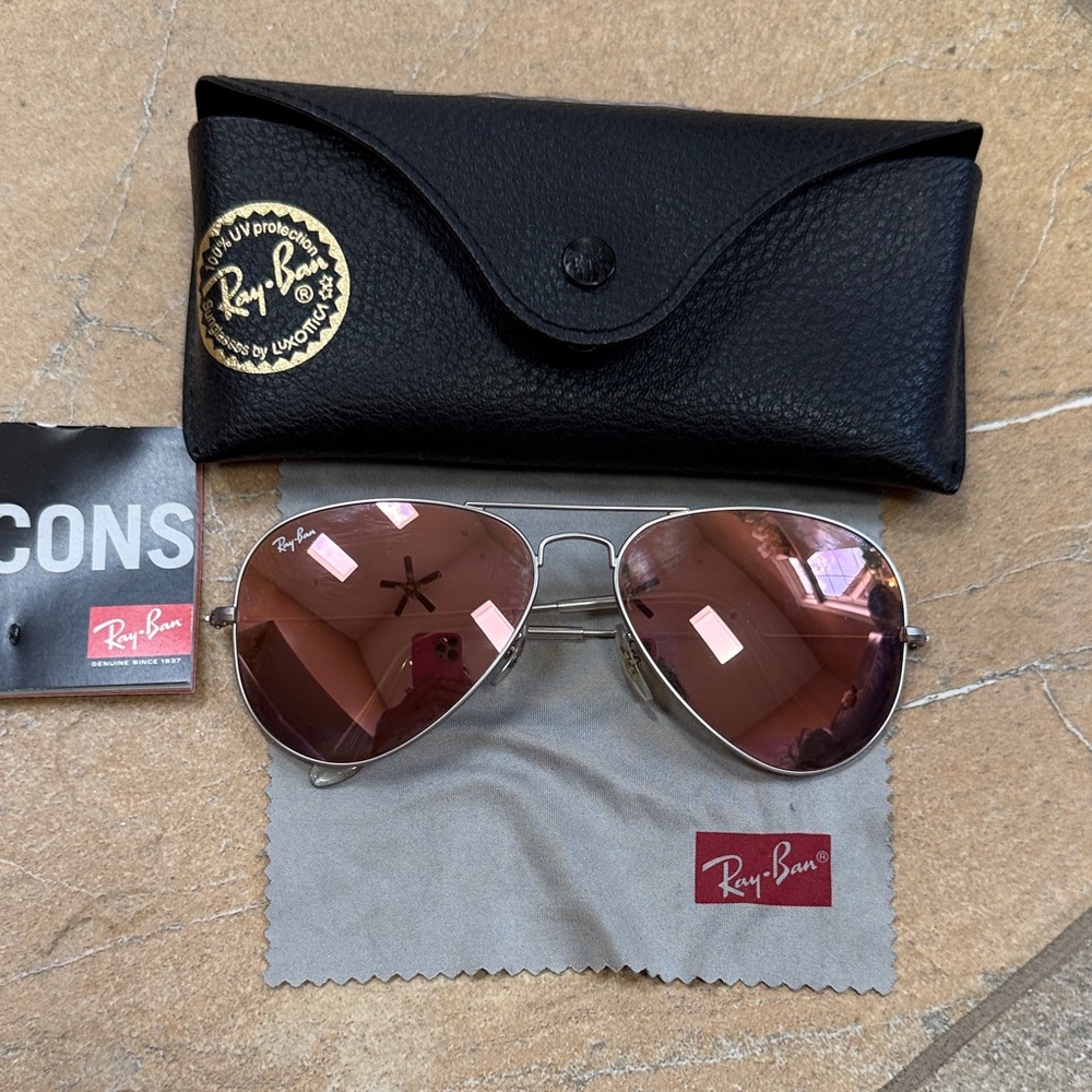 Ray-Ban Silver Frame with Pink Lenses Sunglasses